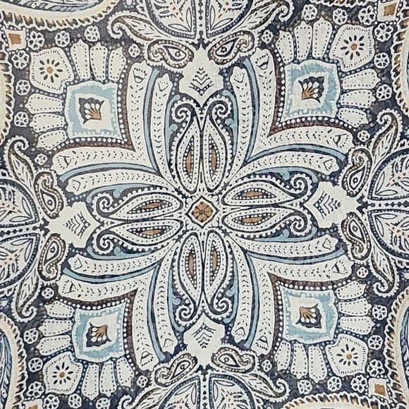 BCBGeneration Women's Sheer Blue Paisley Babydoll Top Long Ruffle Sleeve Blouse - Picture 12 of 13